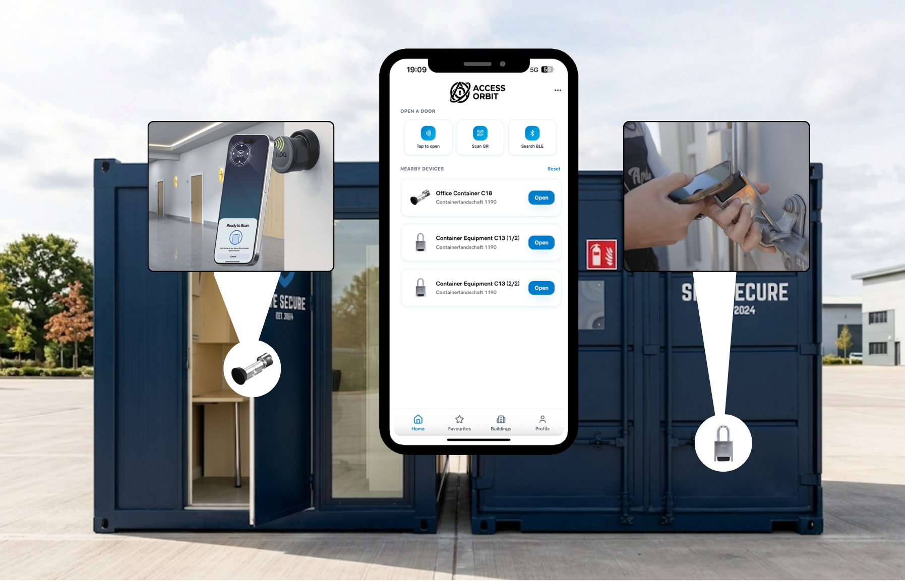 Access Orbit Baustelle — App, Container und Schlösser